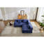Lit de sol modulaire convertible 3 places bleu foncé sans ossature, en chenille, sans assemblage, idéal pour la poterie, les séances de visionnage de séries télé et bien plus encore.