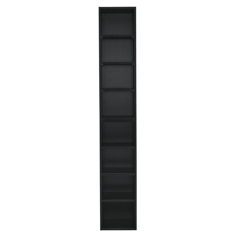 Étagère multimédia à 8 niveaux, armoire de rangement compacte CD DVD, bibliothèque multifonctionnelle à deux étages, Noir