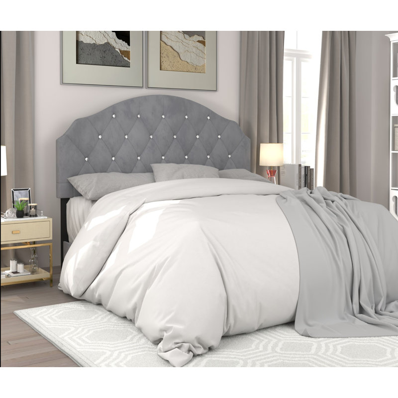 Ameer Upholstered Headboard, King, Silver Gray