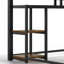 Lit mezzanine simple en métal noir TG avec bureau d'étude et tiroirs de rangement en tissu, zone de configuration de sommeil silencieux, réduction du bruit pour