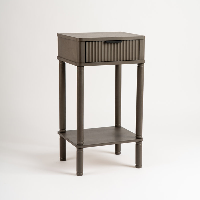 Solid Wood End Table, Olive Brown