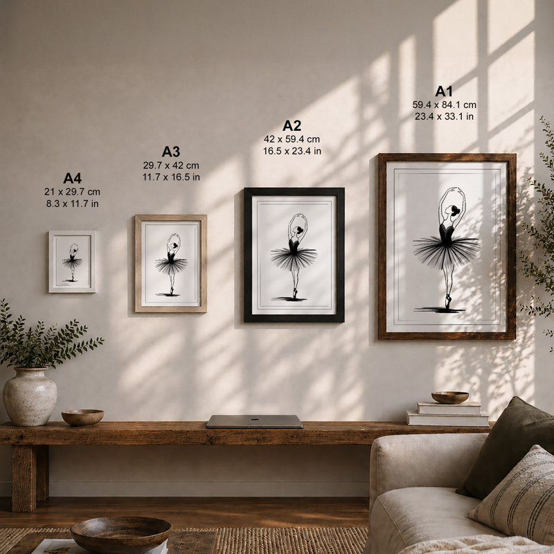 Ballet Dancer Geometric - Framed Print, A4 - 29.7 x 21.0 cm, Unframed