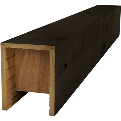 AmeriCraft Wood Resawn Beam, 3-Sided (U-Beam), 3 1/2"W x 3 1/2"H x 192"L, Ebony Finish, Stain Grade Knotty Alder