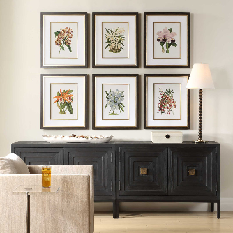 Uttermost Orchid Botanical Framed Prints Set/6