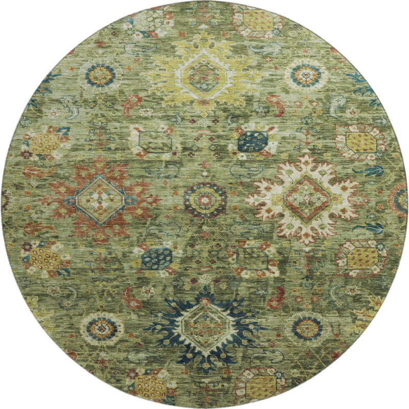 Premium Machine Washable Alaina AMF1927 Global Rug, Round 8'