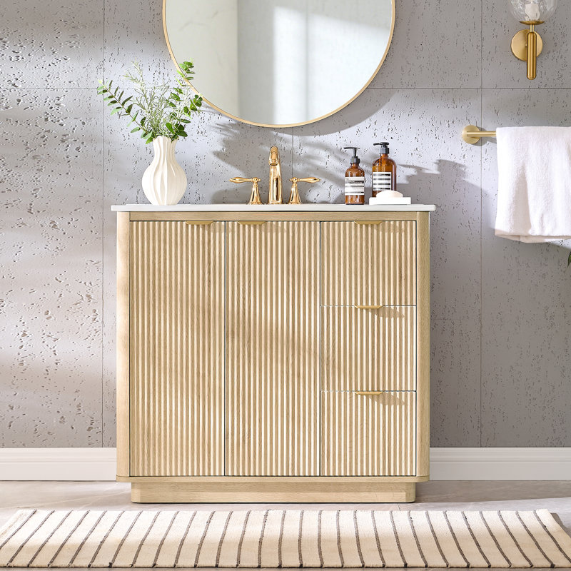 30'' Freestanding Single Bathroom Vanity With Ceramic Sink Top, 30'', Classic Oak