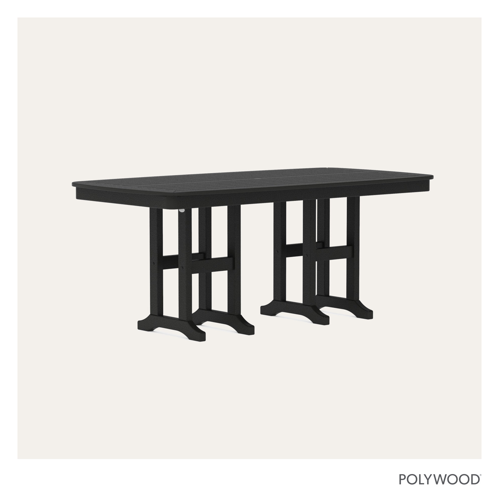 POLYWOOD Nautical Dining Table, Black, 29" H x 71.5" L x 36.75" W