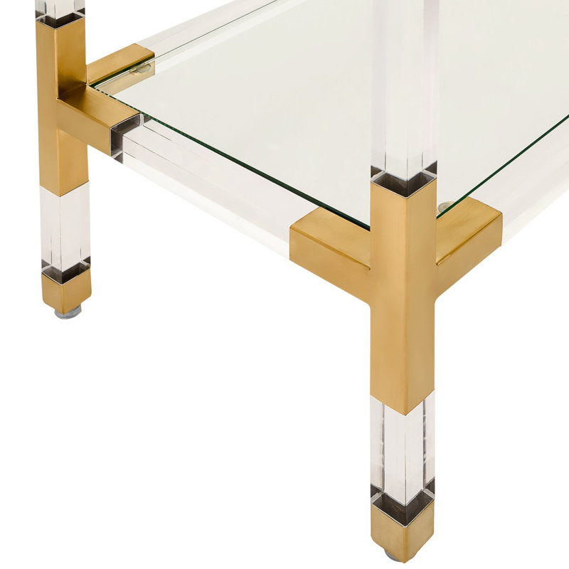 47'' W Glass Console Table, Brass