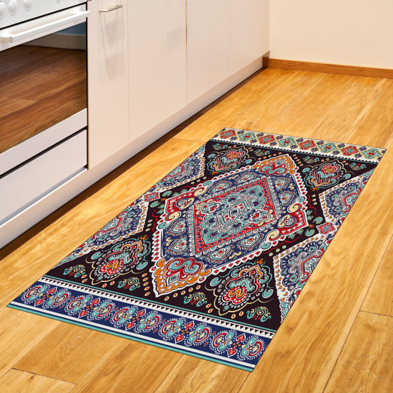Ethnic High Density Long Fiber Poly Threads Decorative Area Rug Carpet, Rectangle 2'7" x 5'