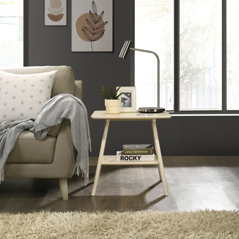 Maurreen Wood Shelf End Table, Off White