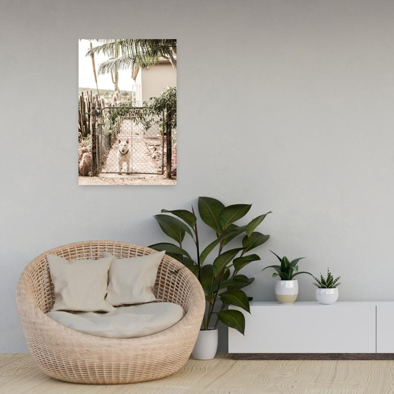 Art contemporain, paysage abstrait, palmier, cactus, H 24 po x l 16 po