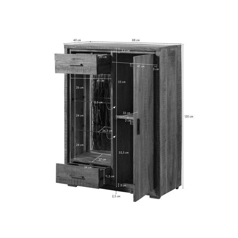 BARK 88cm W 2 - Drawer Chest of Drawers