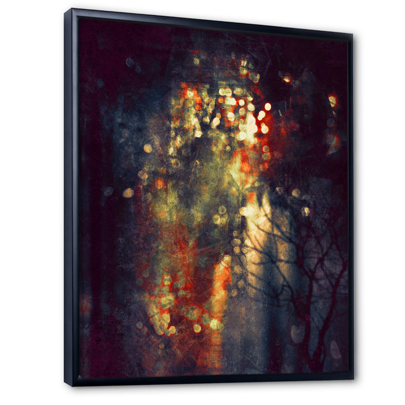 «Grunge Yellowbokeh», reproduction d'art sur toile, H 20 po x l 12 po x P 1 po, Cadre flottant noir