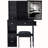 Small Size Left Bedside Cabinet Vanity Table + Cushioned Stool, Extra Large Sliding Mirror-1498559457