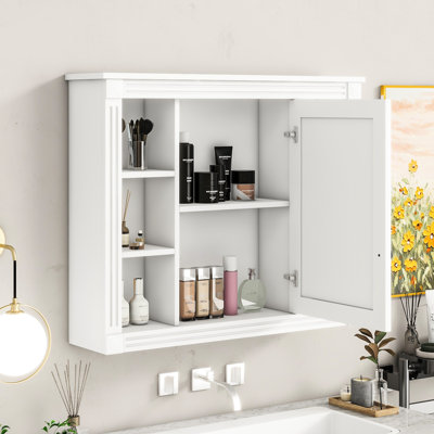 35'' X 28'' Bathroom Mirror Storage Cabinet, Structure, Modern Aesthetics Design