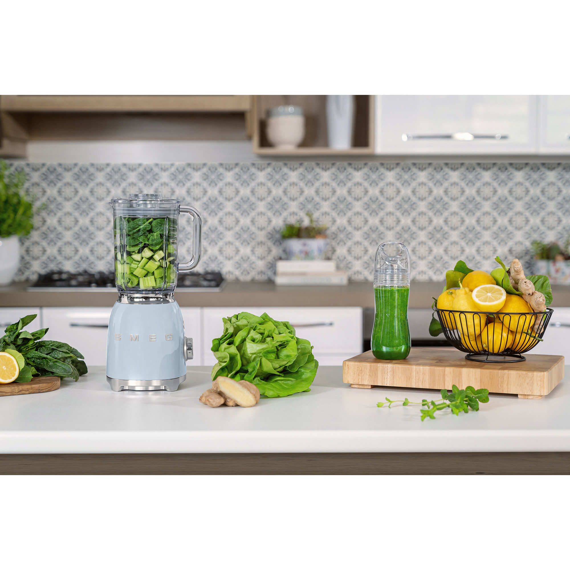 SMEG 50's Retro Style Countertop Blender, Pastel Blue