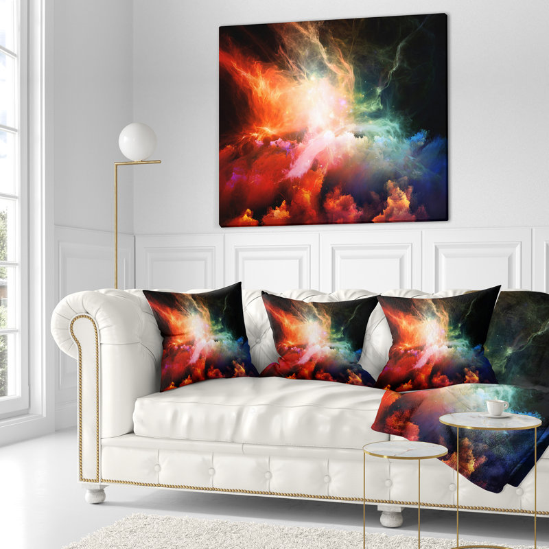 Colorful Nebulae - Abstract Printed Throw Pillow