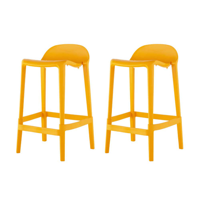 Gardunio Low Back Stool, Set of 2, Orange, Counter Stool (26” Seat Height)
