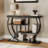 39" Farmhouse Console Table, 4-Tier Storage, Semi-Circle Metal Frame