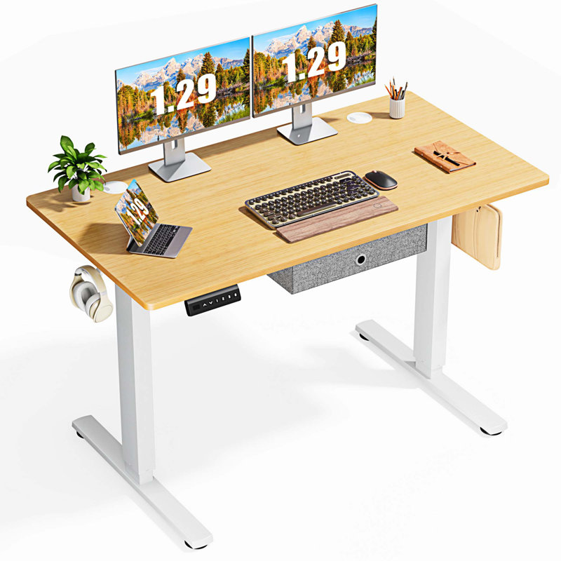 Markisha Adjustable Height Standing Desk, 48" H x 47" W x 23" D, Natural/Black