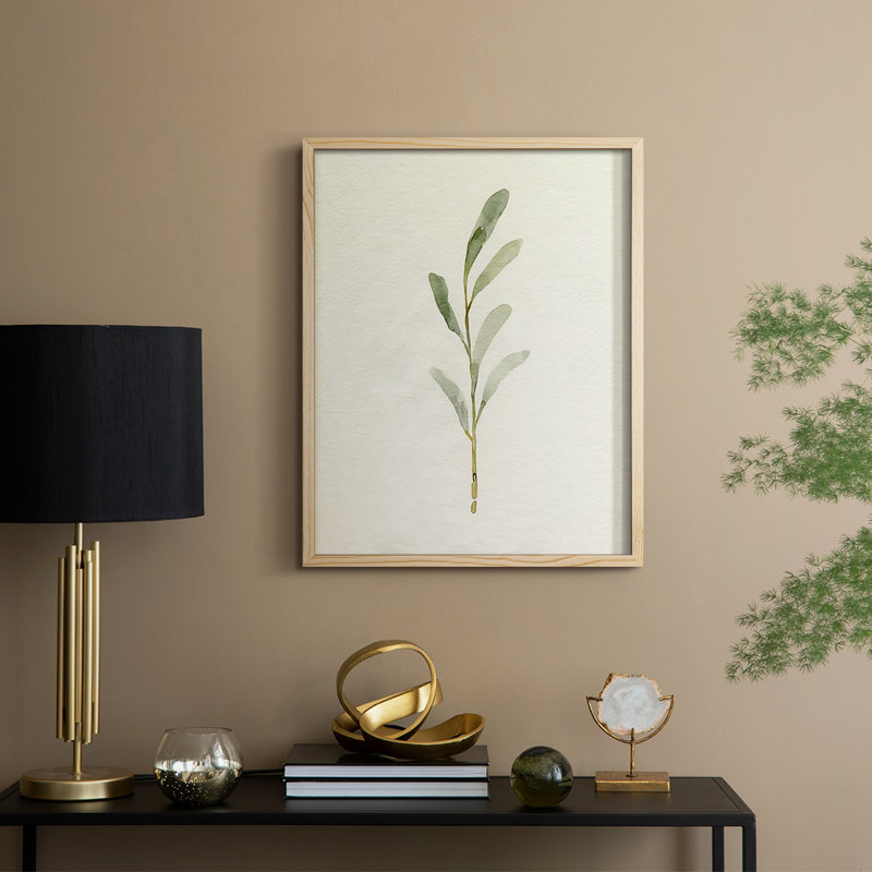 Olive Leaves II Framed Print - Solid Wood, Natural, 21" H x 17" W