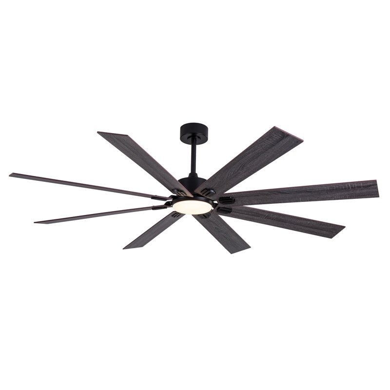 Ventilateur de plafond de 70 pouces avec télécommande, 8 pales de ventilateur double face en composite de bois massif, 6 vitesses, rotation bidirectionnelle, 3 CCT, éclairage à intensité variable, convient aux grands espaces