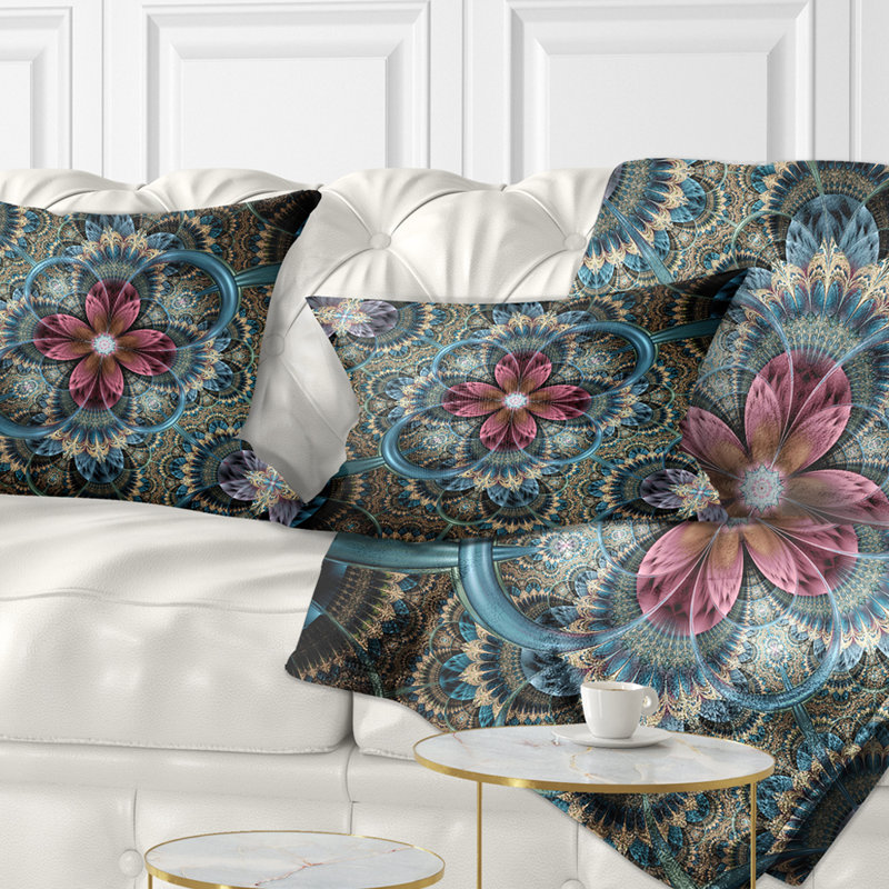 Coussin décoratif imprimé floral foncé