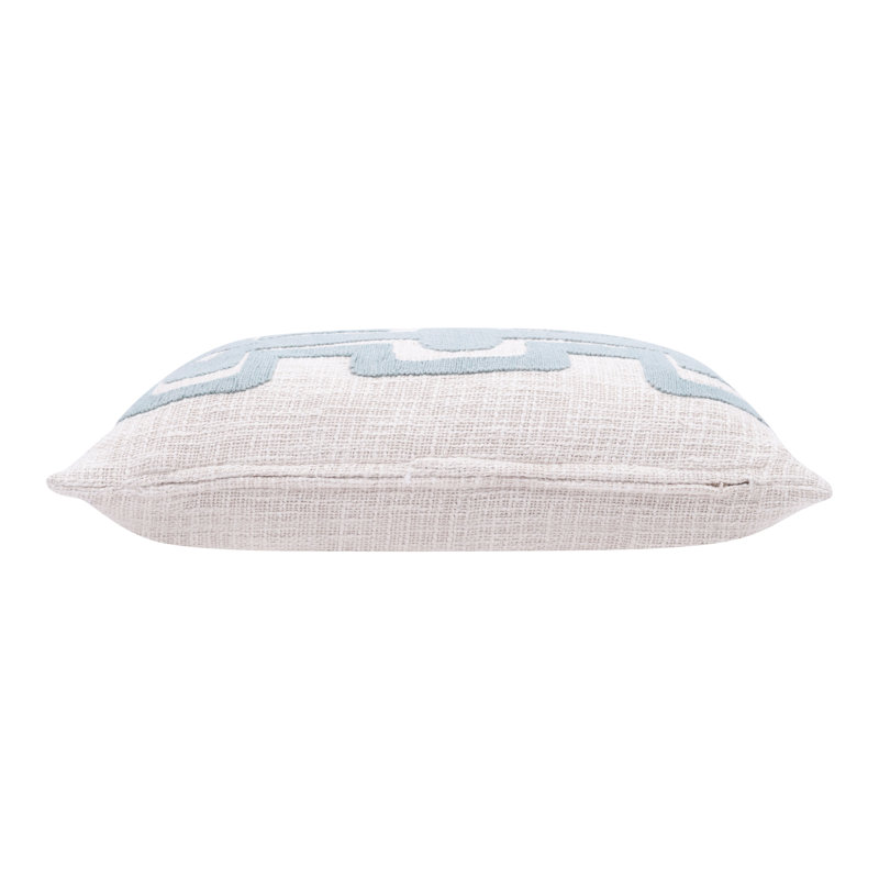 Ocean Blue and Ivory Geometric Embroidered Rectangular Throw Pillow Set