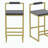 Upholstered Velvet Bar Stools Modern Dining Stools (Gold & Gray, Set of 2)-699154629-699154490