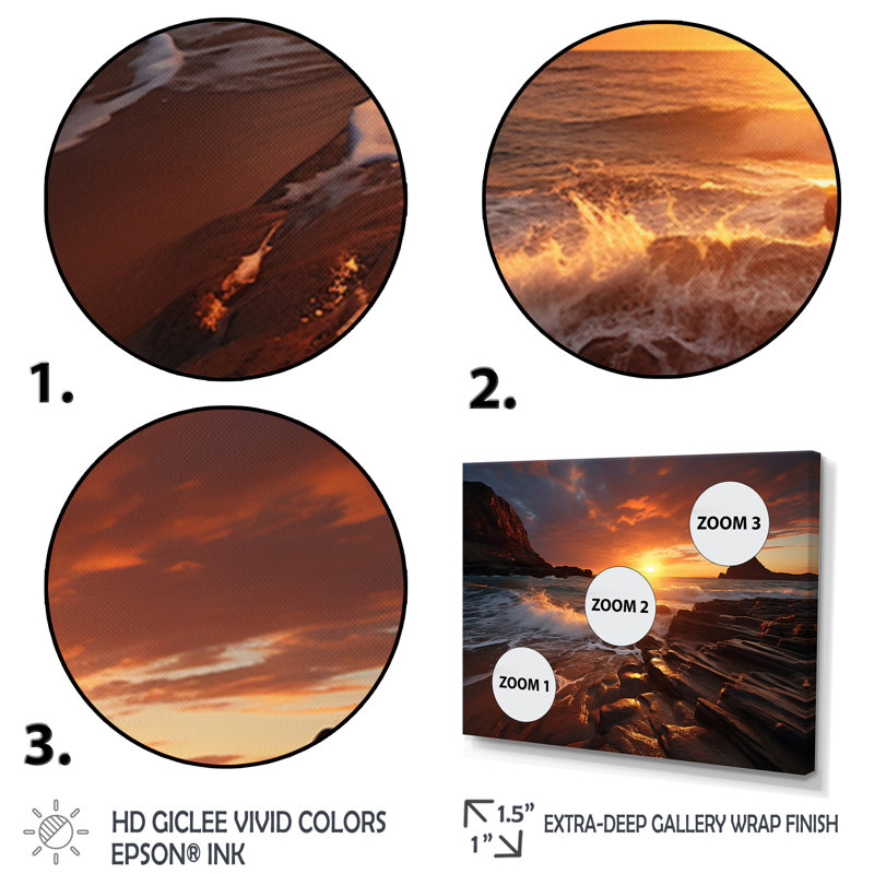 «Australie Golden Coastline I», reproduction d'art sur toile, H 16 po x l 32 po x P 1 po, Encadrement doré