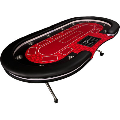 INO Design 95" Foldable Poker Table For 10 Players Casion Game Style With Wheels LED, Red