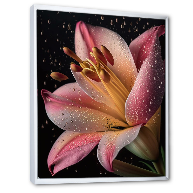 La beauté du lys rose en fleurs I, H 32 po x l 24 po x P 1 po, Cadre flottant blanc