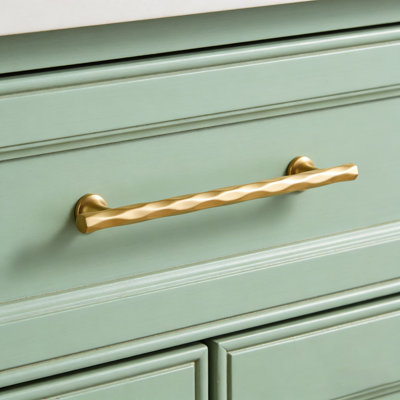 Cabinet Pulls 10 Pack, Hammered Vintage Rhombus Design Cabinet Handles For Kitchen Drawer, Bathroom Vanity, Dresser And Cupboard Hardware, 5 Inch Hole Centre