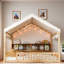 Lit en bois avec auvent, 3 étagères de rangement et lumière DEL-1652989211