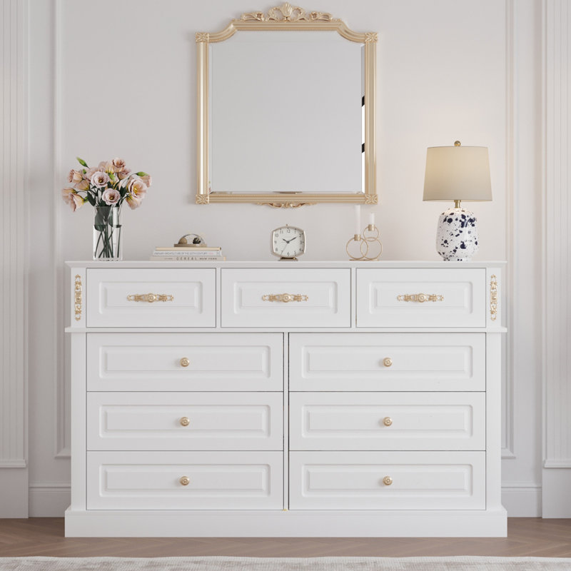 Lark Manor Extra Large 9 Drawers Dresser With Gold Knobs, 63" Wide Long Dresser For Bedroom & Reviews | Wayfair Lark Manor Extra Large 9 Drawers Dresser With Gold Knobs, 63" Wide Long Dresser For Bedroom & Reviews | Wayfair
