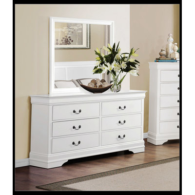 Traditional Design Brown Cherry Finish Dresser 1Pc Louis Phillipe Style Classic Bedroom Furniture_33.5"" H x 58.25"" W x 15.75"" D -  Canora Grey, 194FE6827F03435D81309CC82CFE26EF