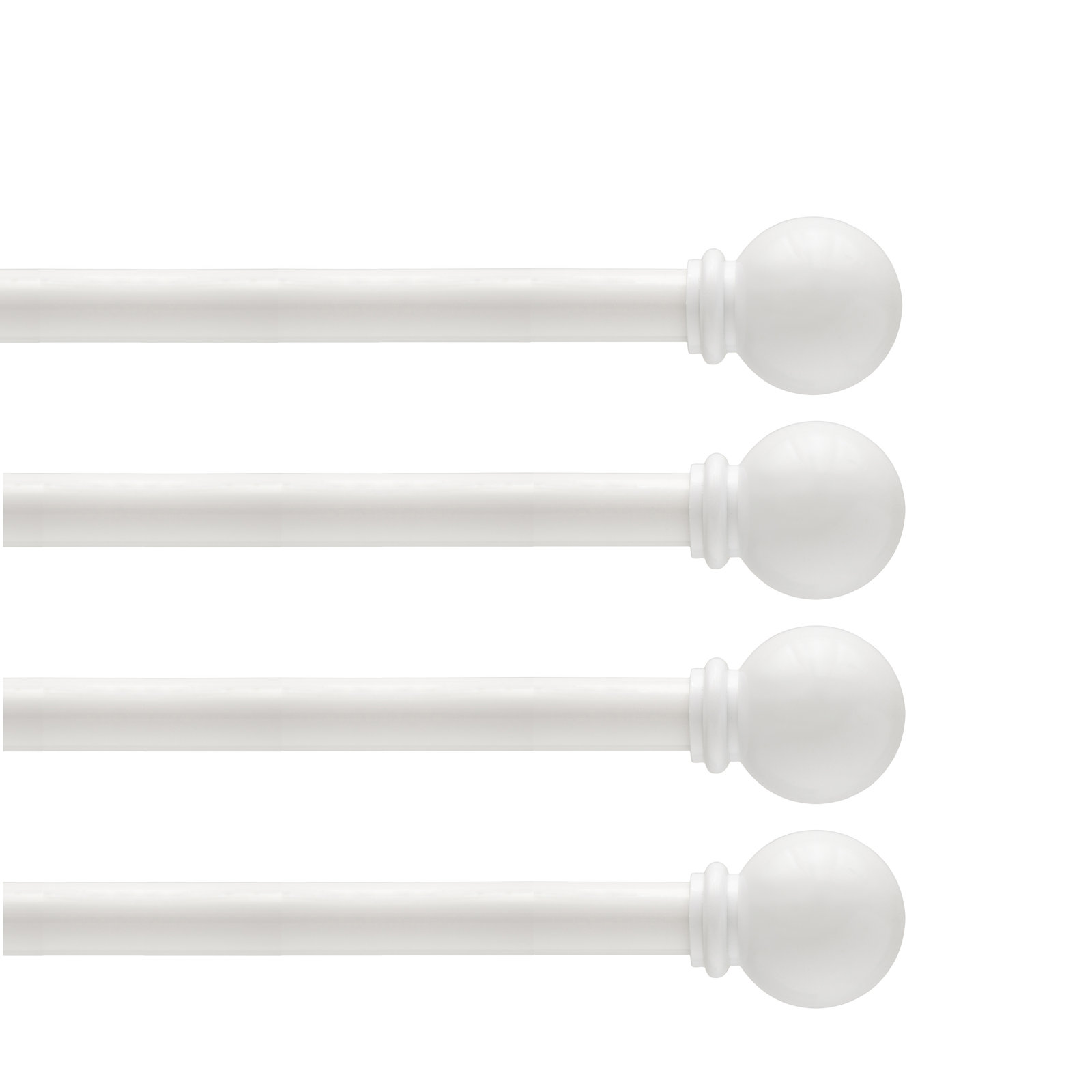 Lowri Chelsea 5/8" Standard Decorative Window Curtain Rod, 48-86", Soft Brass, 4-Pack, 28" - 48", White