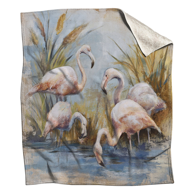Flamants roses dans des couvertures d'eau, L 60 po x H 80 po