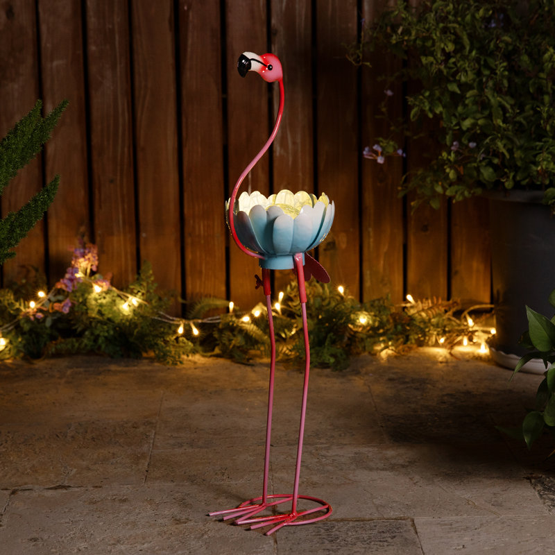 Statue de jardin flamant debout en métal 26,25 po H