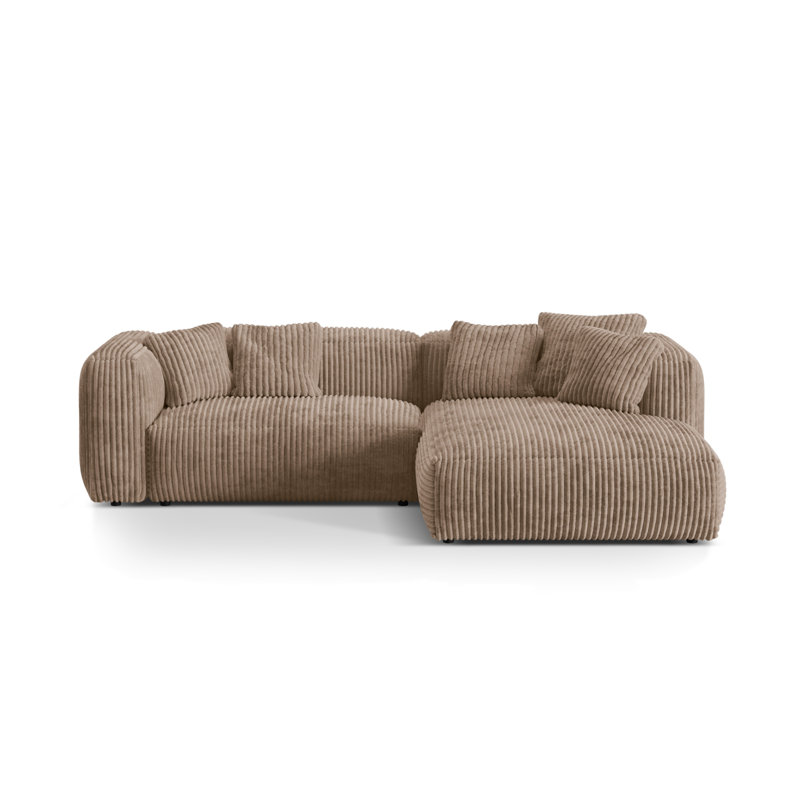 Betsayda 2 Seater Corduroy Corner Sofa , Acorn