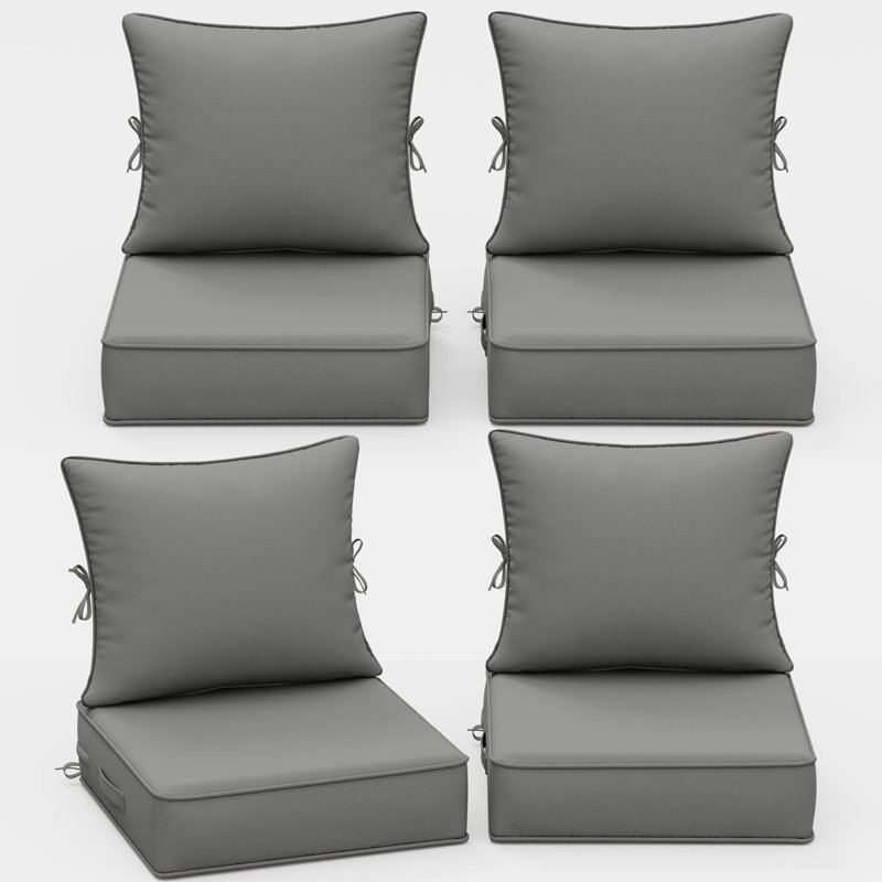 Braun Outdoor Cushions 24X24X5 Patio Chair Cushions Indoor/Outdoor Seat And Back Cushion, Cushions Only (Set Of 4), 4