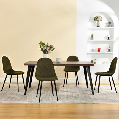 Hranislav Elegant 5 Pieces Dining Table Set 63" Rectangular Dining Table with Mid-century Modern Upholstered Chairs for Dining Room