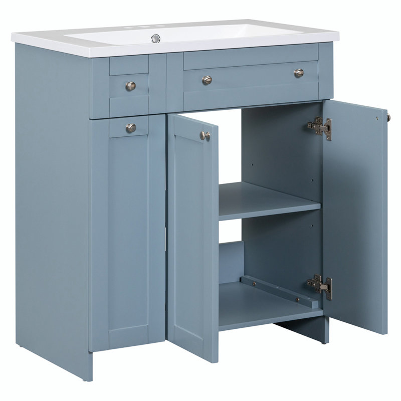 Meuble-lavabo moderne 30 po, Bleu