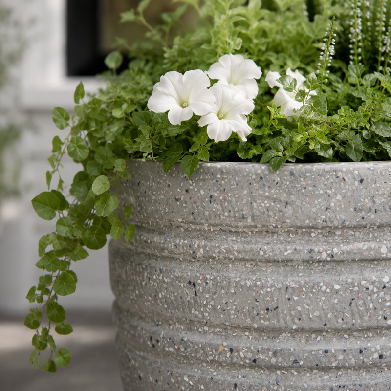 Pot de fleurs en spirale de 38 cm (15 po) - Terrazzo gris, Grey