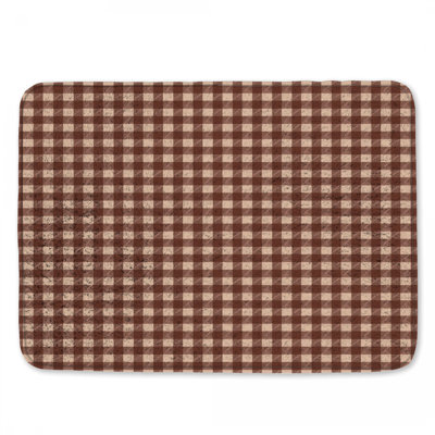 Brown Beige Checkered Bath Mat