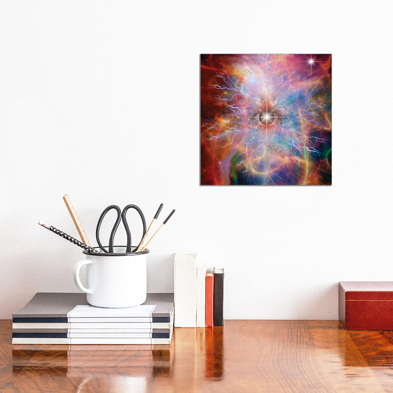 Space Scene with Lightning and Eye 1 Piece Wrapped Canvas Wall Art, 30.48 cm H x 30.48 cm W
