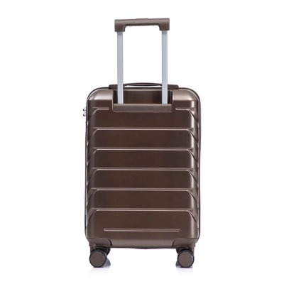 14 "/ 20" 2 pièces / ensemble dans un bagage à roulettes en ABS, avec serrure à combinaison, étui à cosmétiques 14 "(brun)
