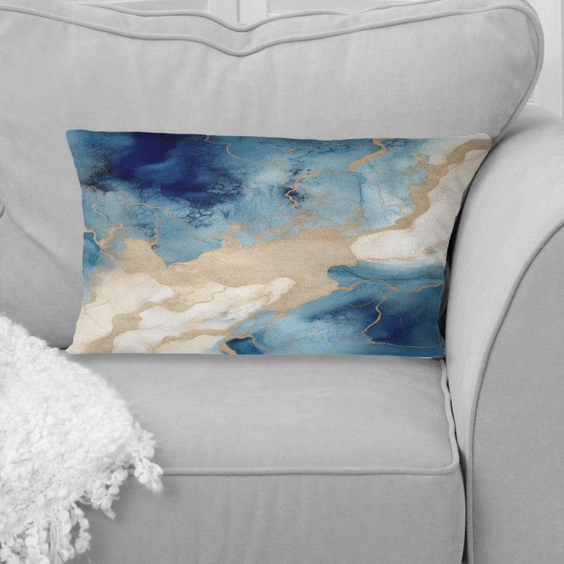 Coussin bleu et or Marble Clouds - Fractals