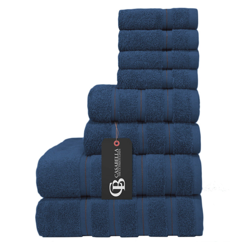 Casabella 8 Pcs Luxury Towel Bale Set, Royal Blue