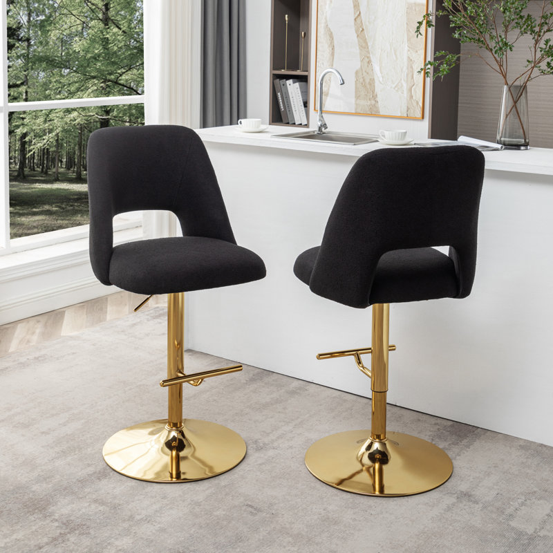 Tabouret pivotant à hauteur réglable Manoor, Or, Vert
